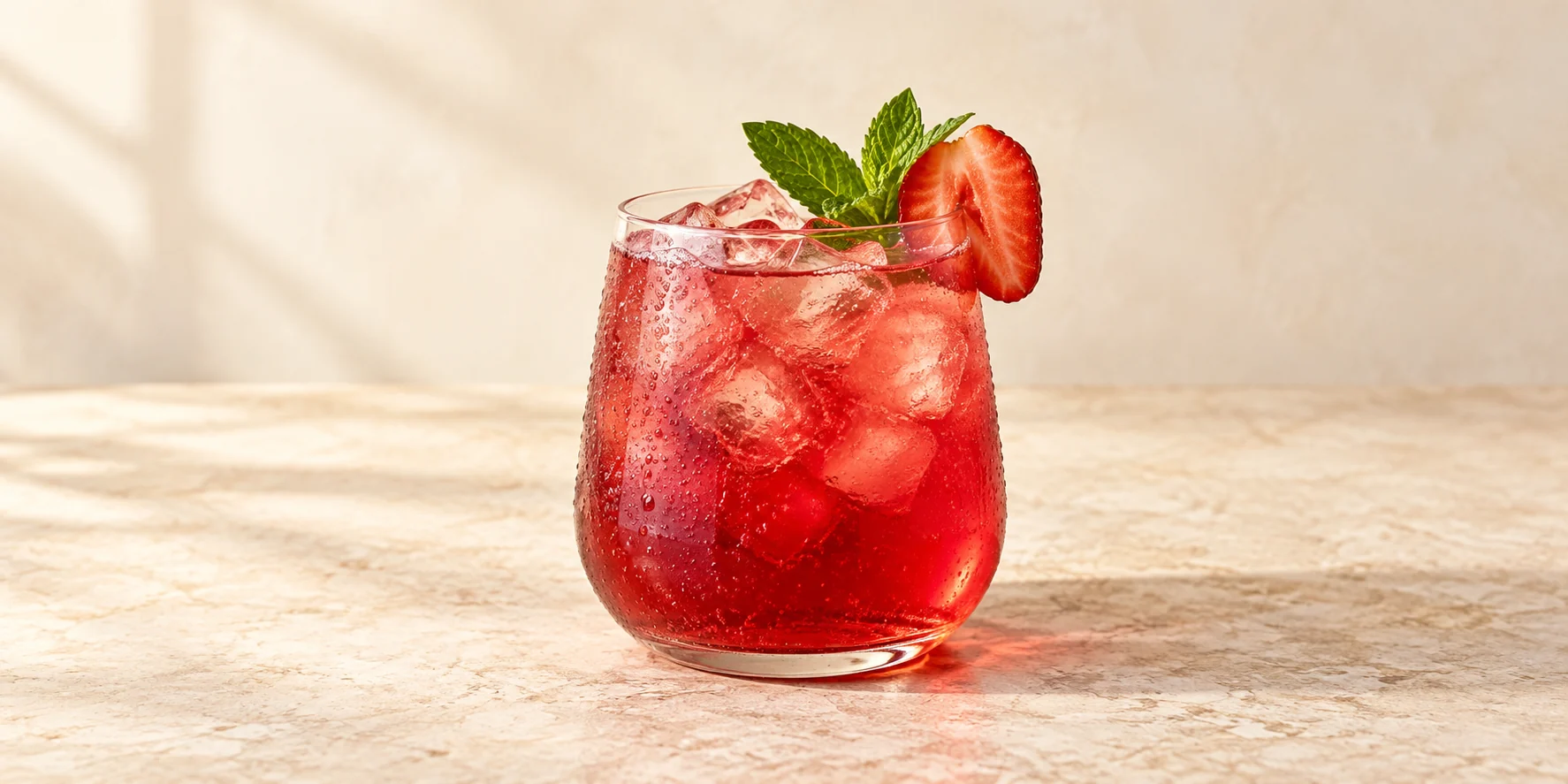 Iced Hibiscus-Rosehip Cooler with Strawberries
