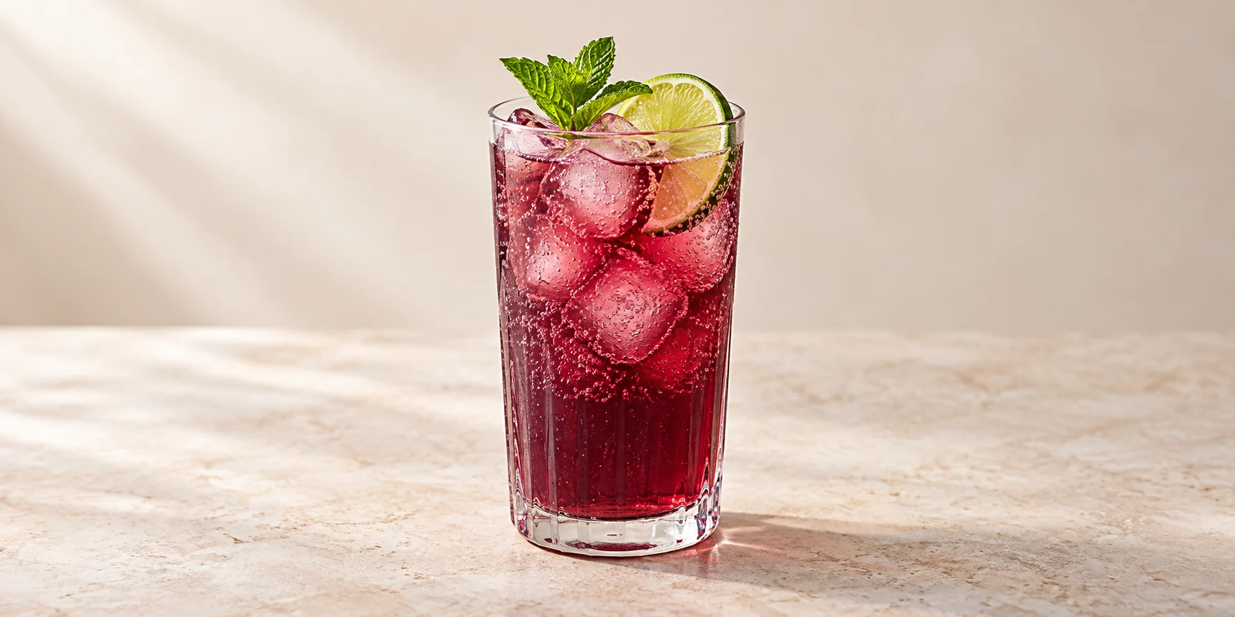Sparkling Iced Elderberry Spritz with Lime