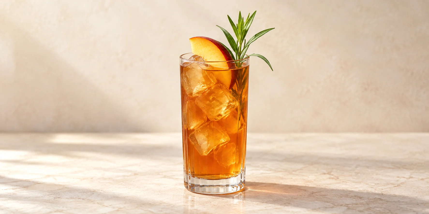 Iced Georgian Black Tea with Peach and Tarragon