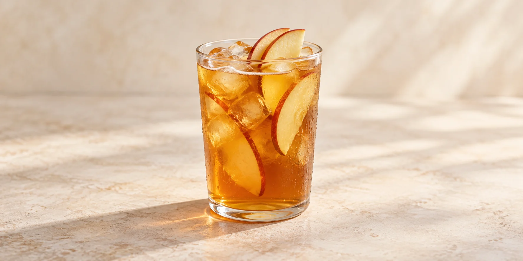 Iced Apple Cinnamon Tea with Fresh Apple Slices