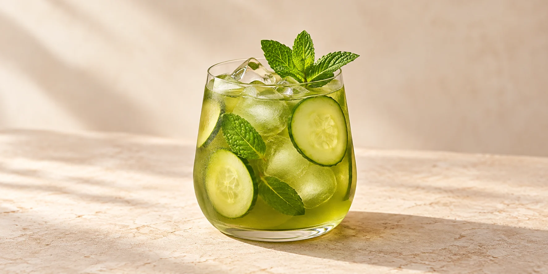 Iced Nettle Green Cooler with Cucumber and Mint