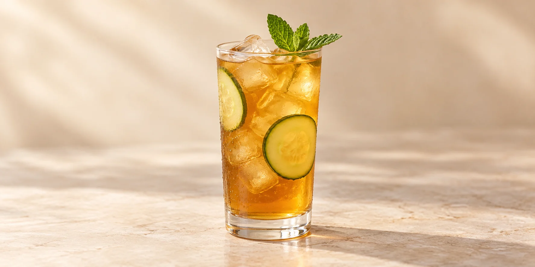 Cold-Brewed Aged Sheng with Cucumber and Mint