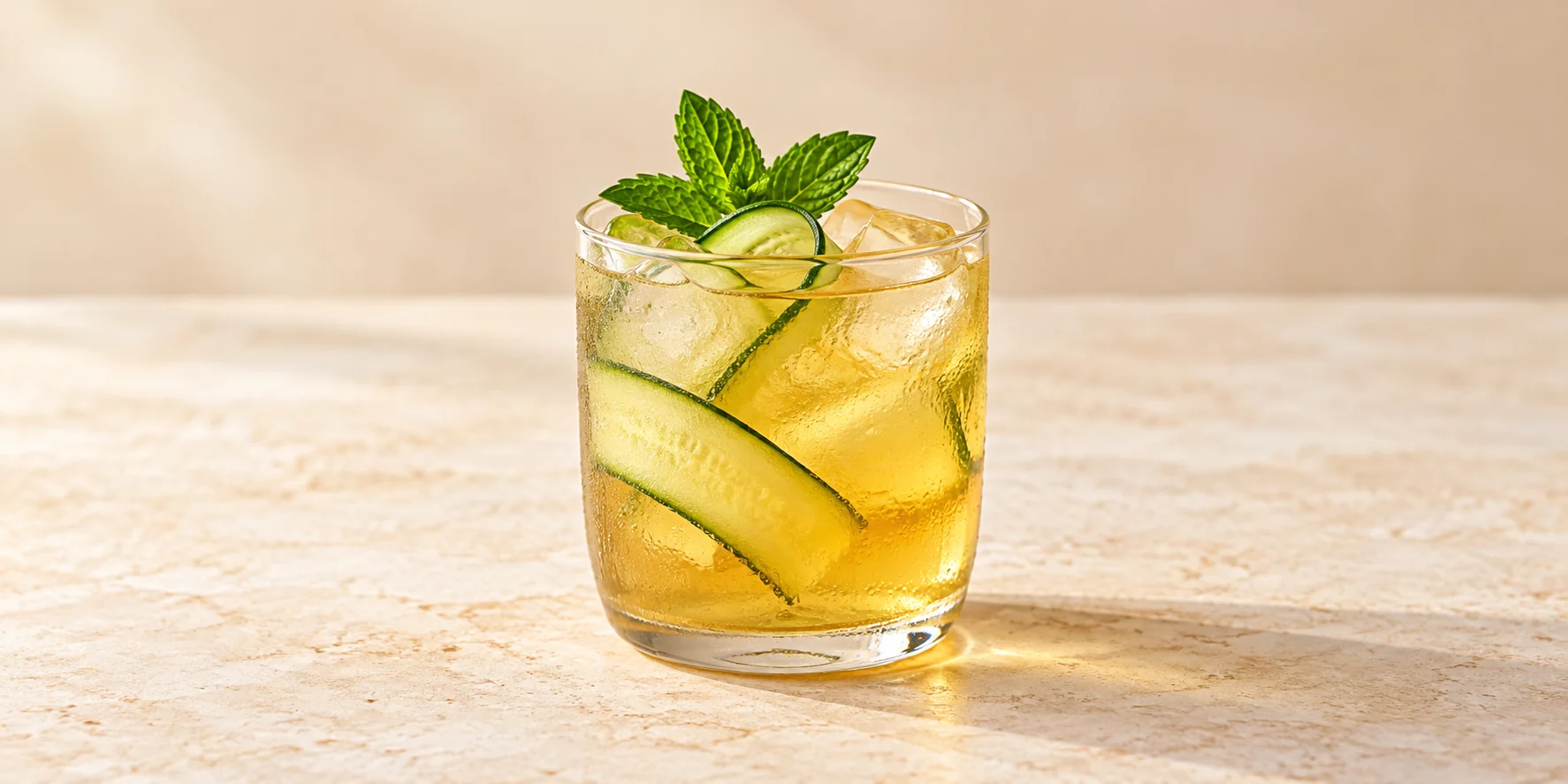 Cold-Brewed Bancha with Cucumber and Mint