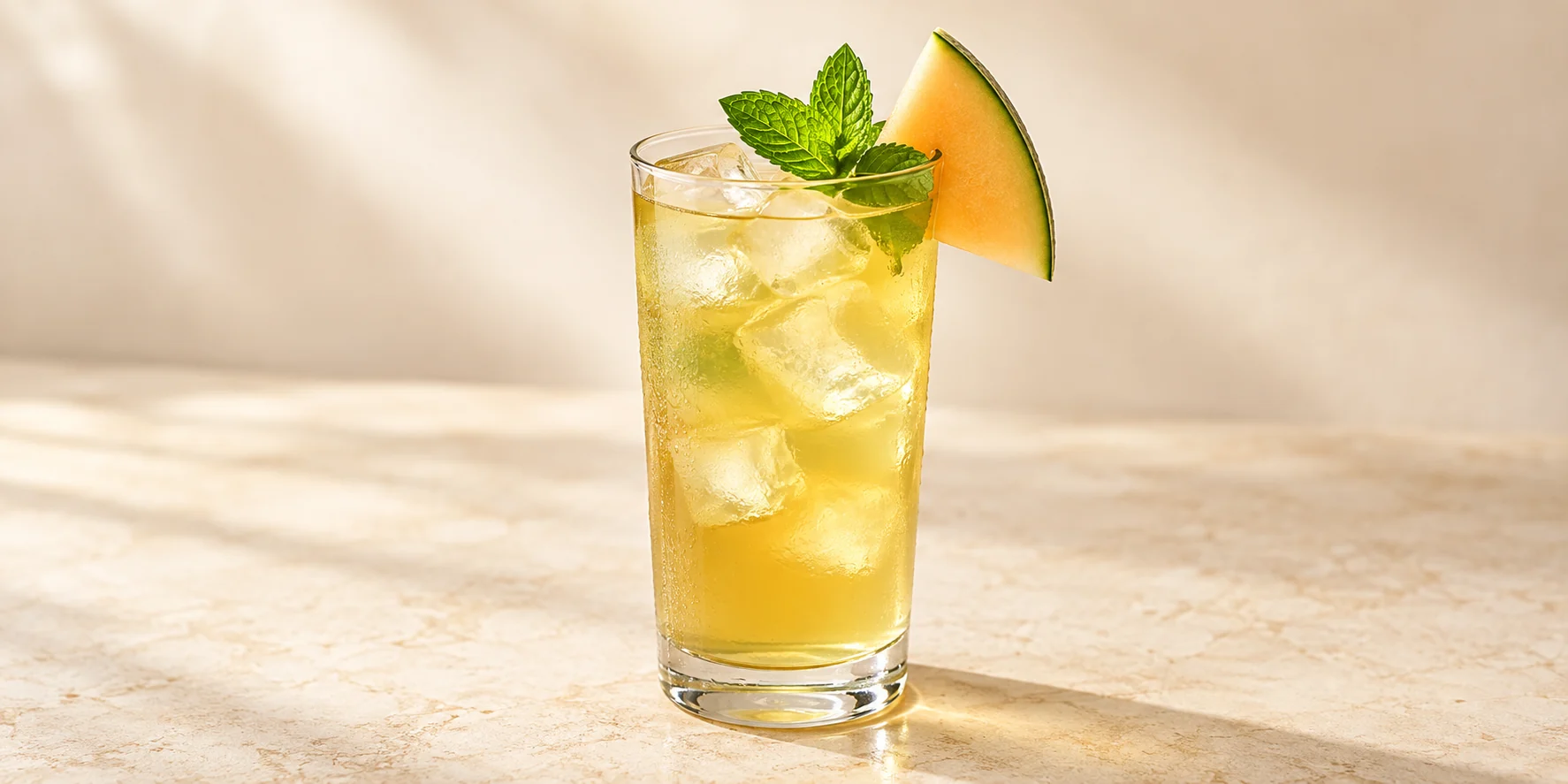 Iced Tamaryokucha with Melon and Mint