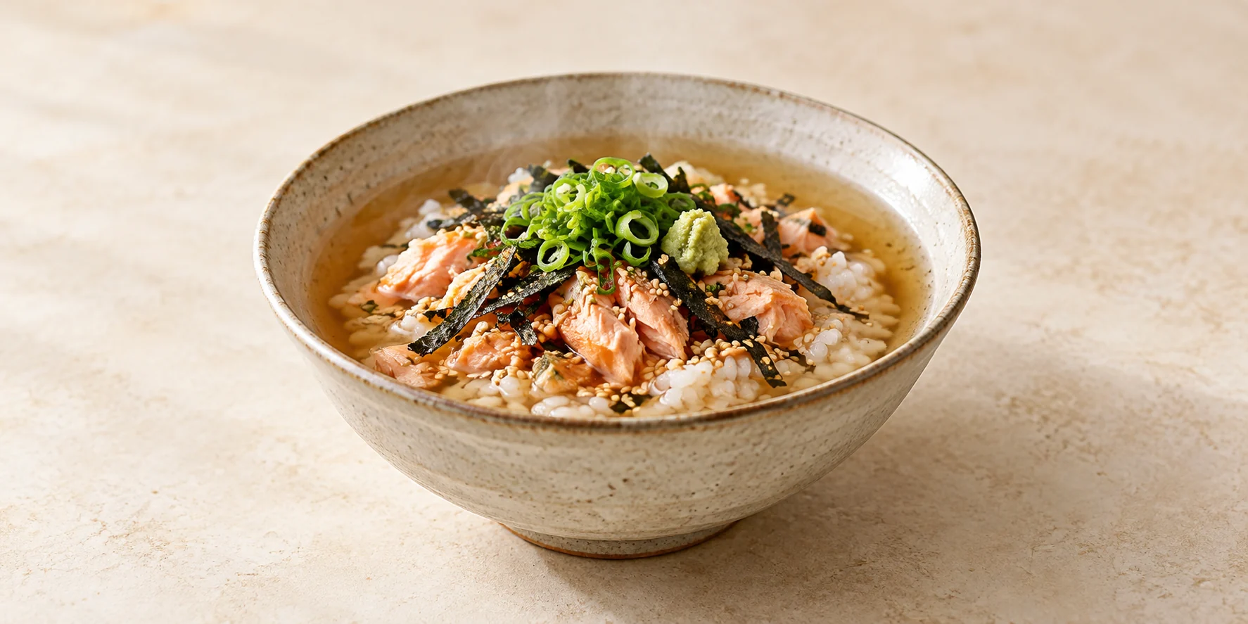 Barley Tea Brothy Rice Bowl with Salmon