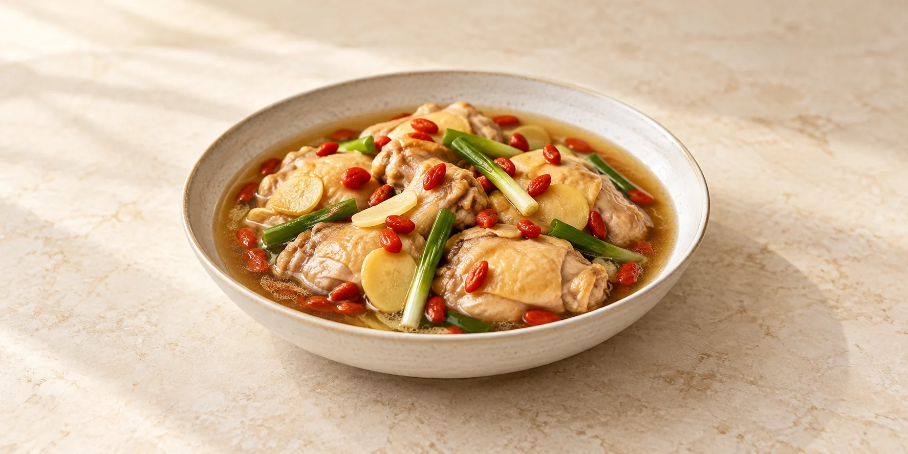 Chrysanthemum and Goji Steamed Chicken