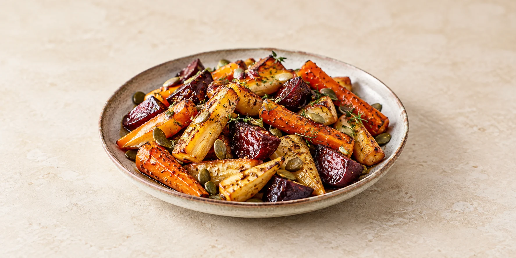Roasted Dandelion-Glazed Root Vegetables