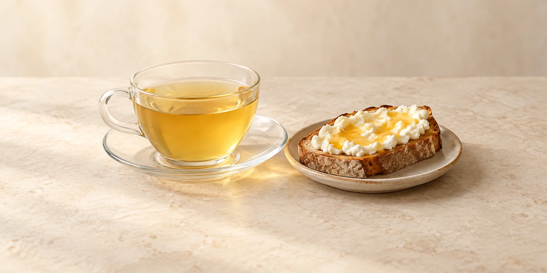 Fennel tea with sourdough toast, ricotta and honey