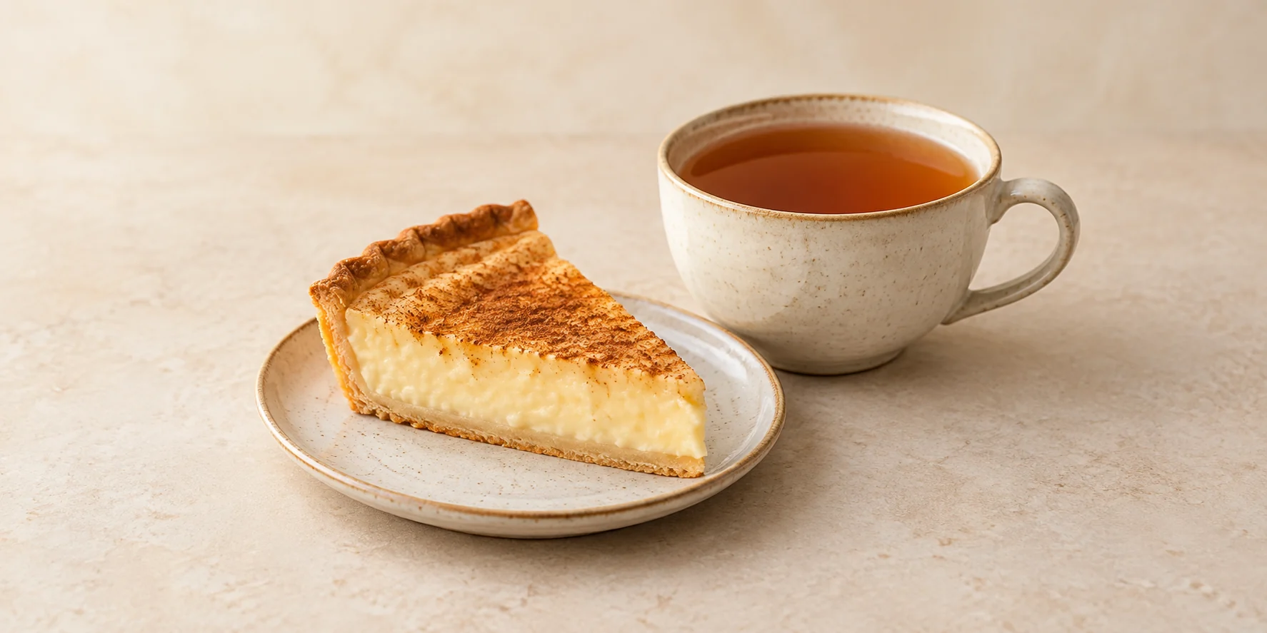 Honeybush tea with a slice of South African milk tart