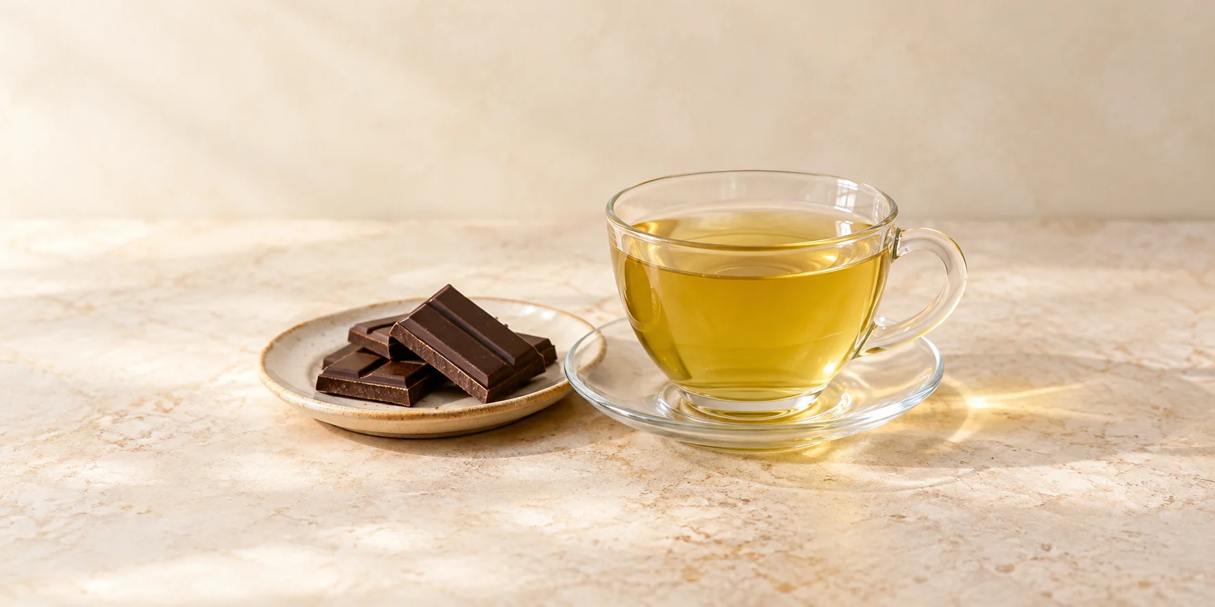 Peppermint tea with dark chocolate