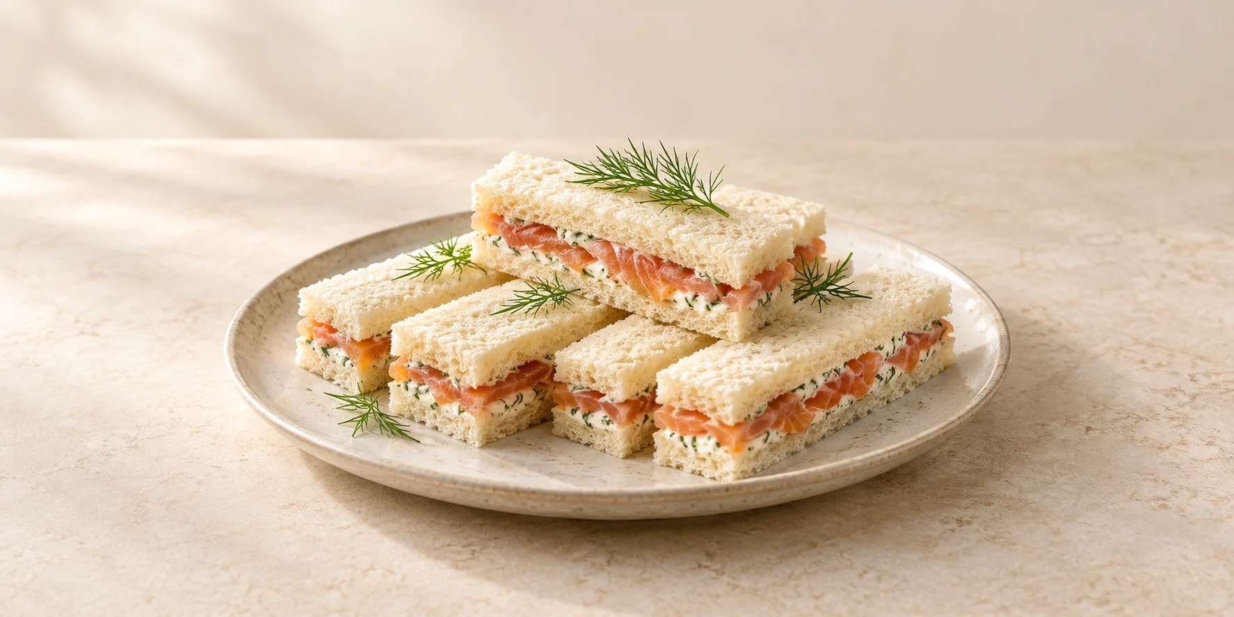 Smoked Salmon and Dill Cream Cheese Tea Sandwiches