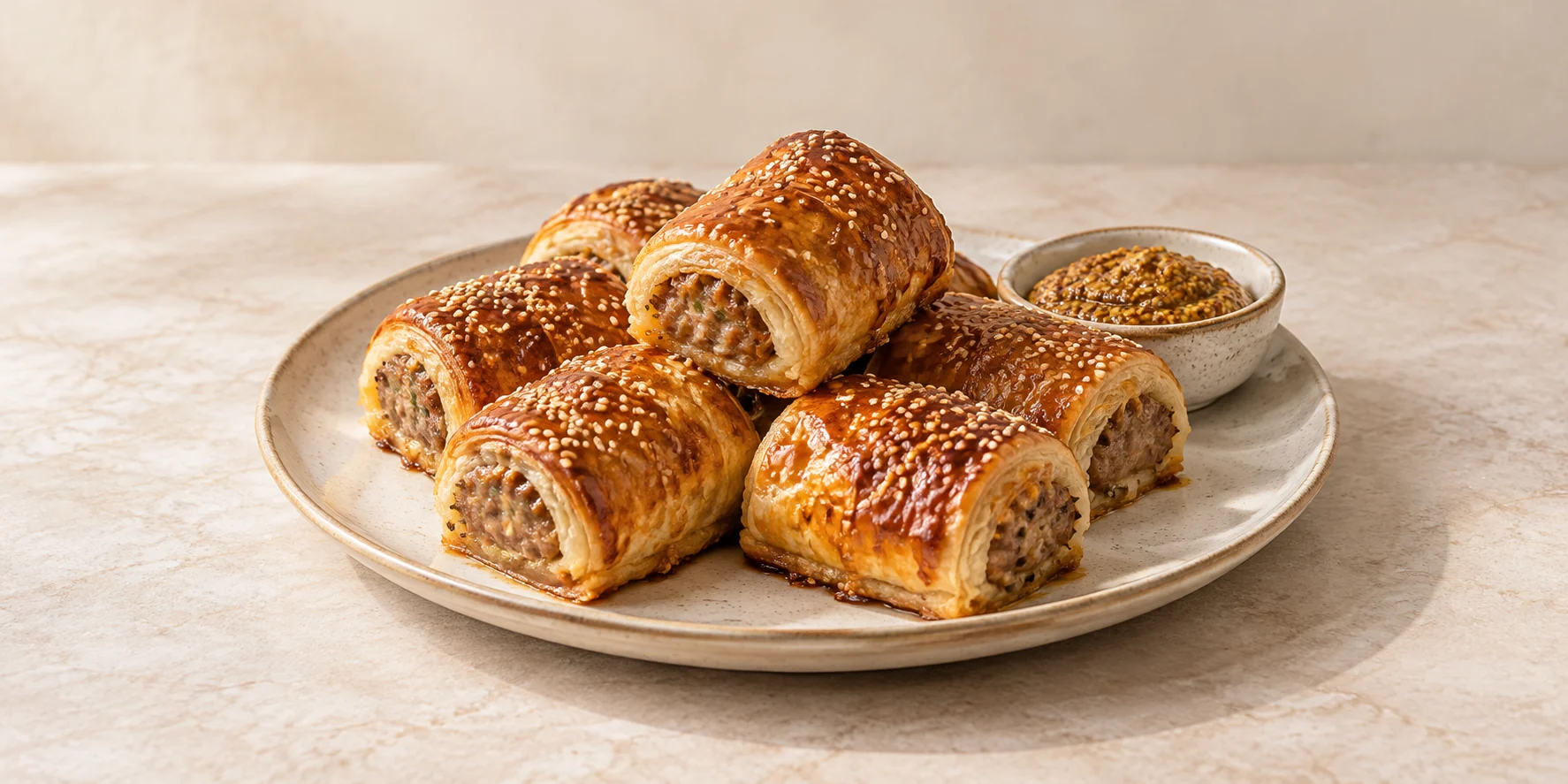 Rolls de salchicha glaseados con té English Breakfast