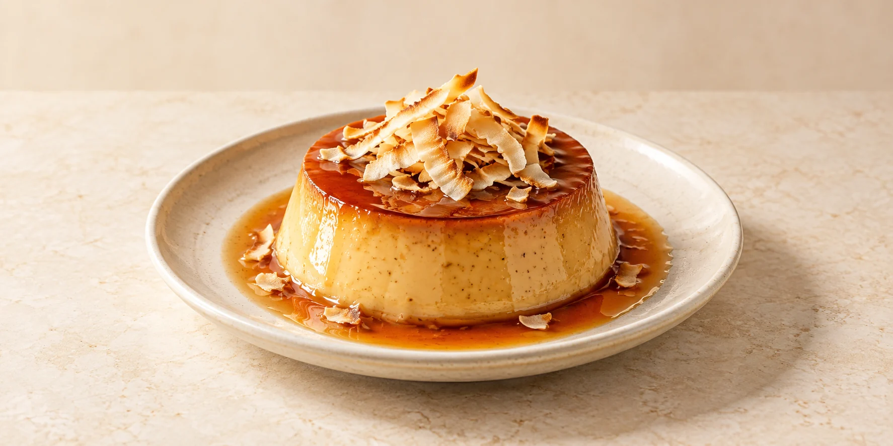 Shan Tuyet Black Tea and Coconut Caramel Custard