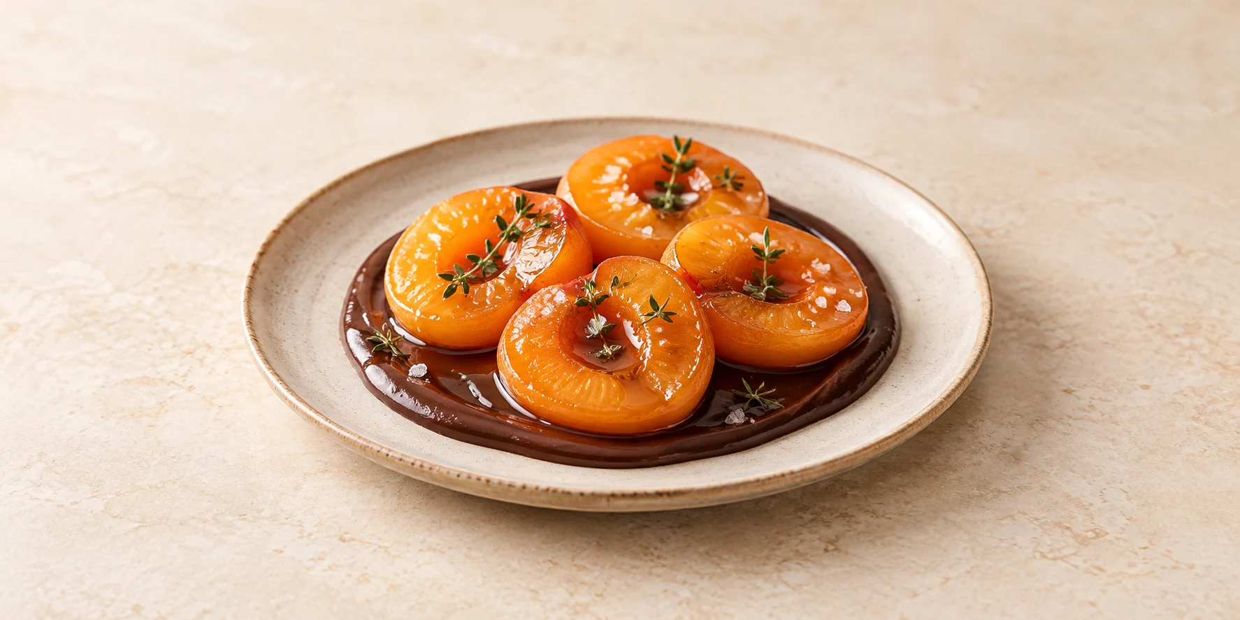 Sheng Pu-erh Poached Apricots with Dark Chocolate Ganache