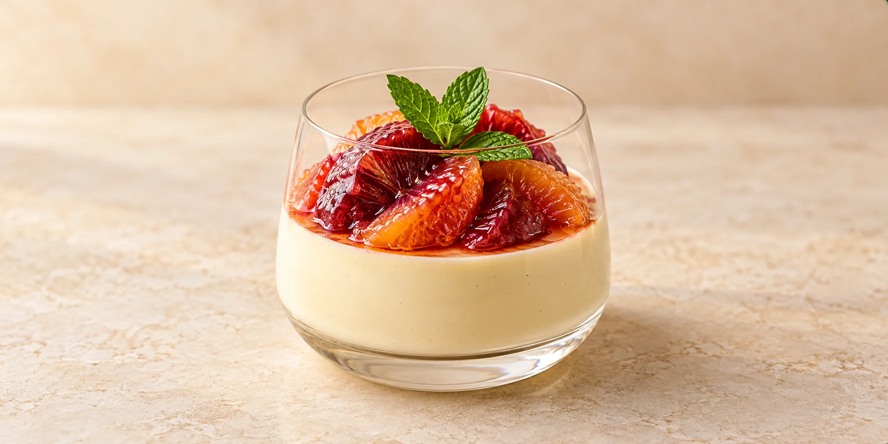 Licorice Root Panna Cotta with Blood Orange