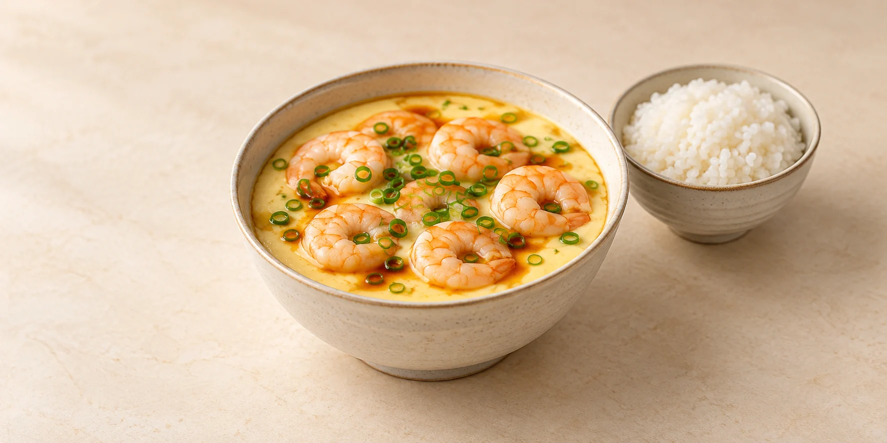 Anji Bai Cha Steamed Egg Custard with Prawns