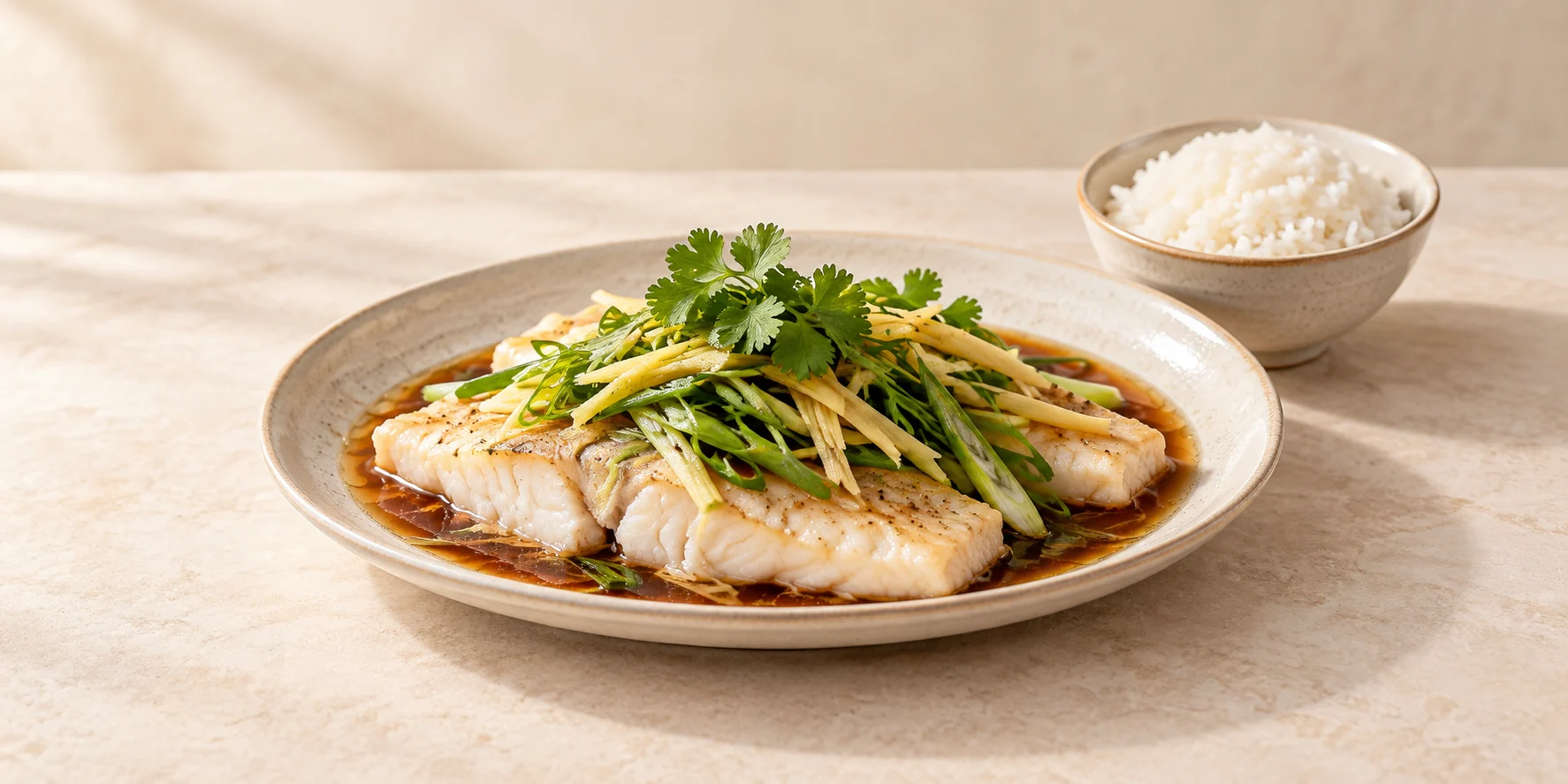 Lu'an Gua Pian Tea-Steamed Fish with Ginger and Scallion