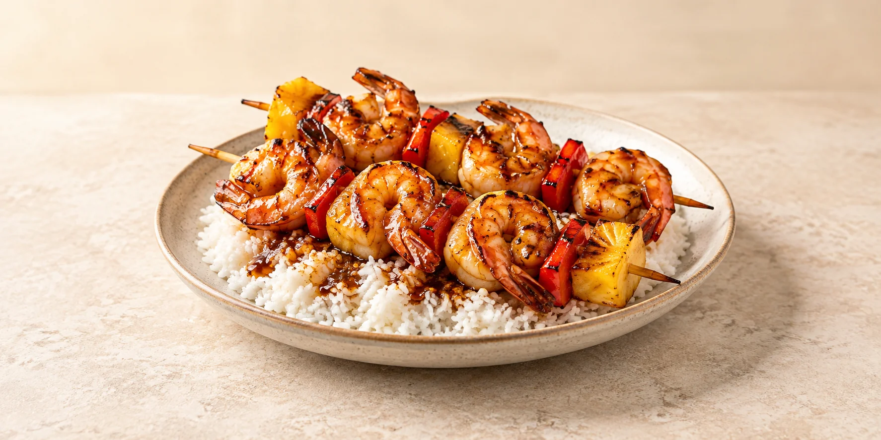 Mango Green Tea Glazed Shrimp Skewers
