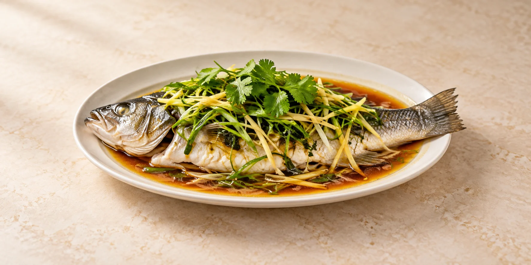 Mao Feng Green Tea Steamed Sea Bass