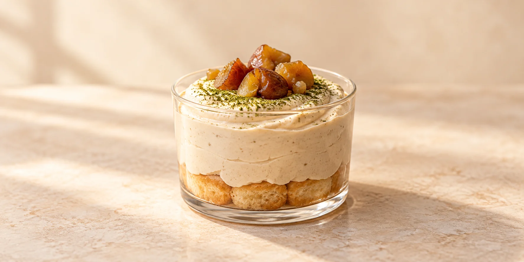 Mao Jian Green Tea and Chestnut Mousse Cups