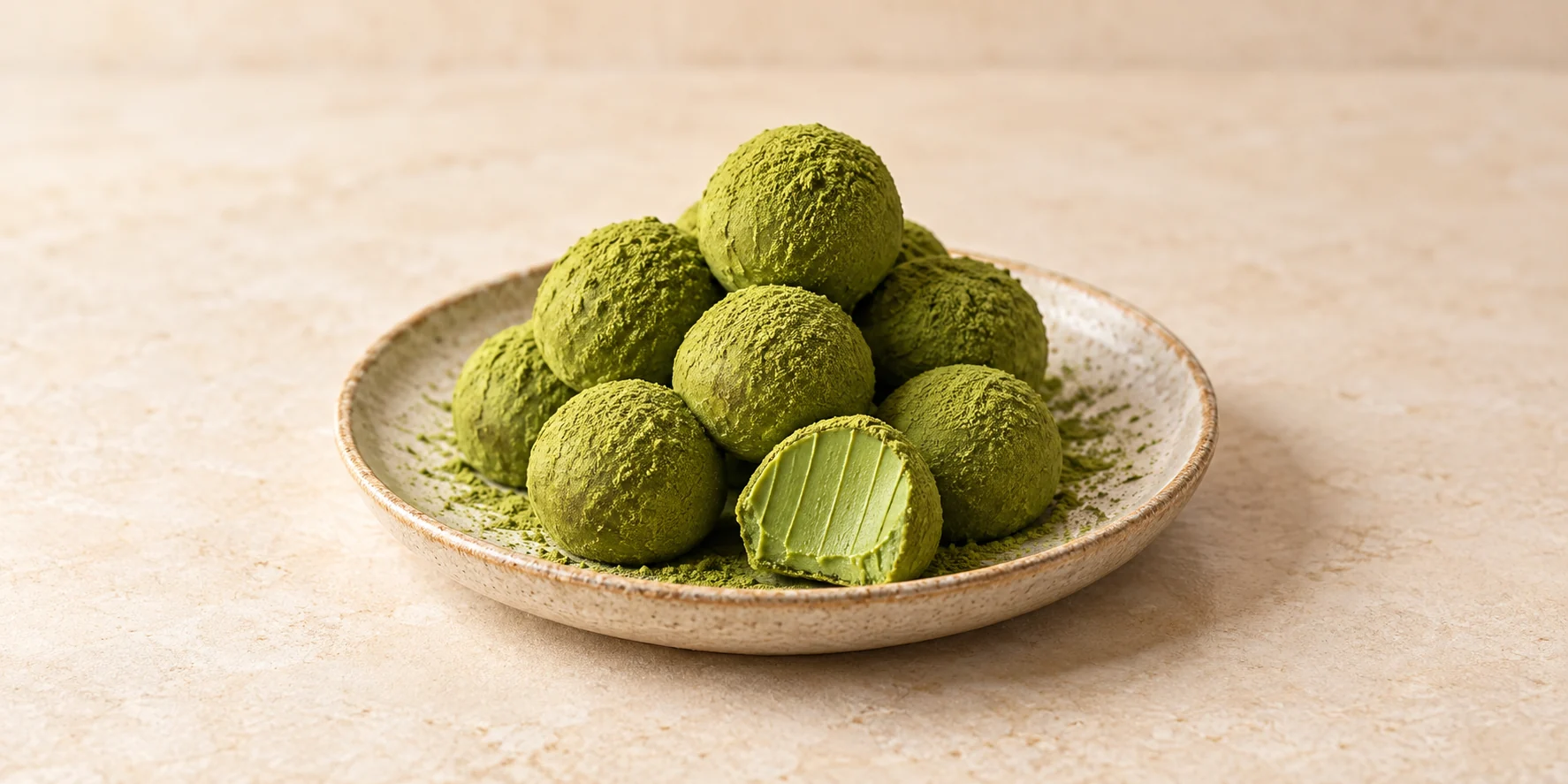 Trufas de matcha y chocolate blanco