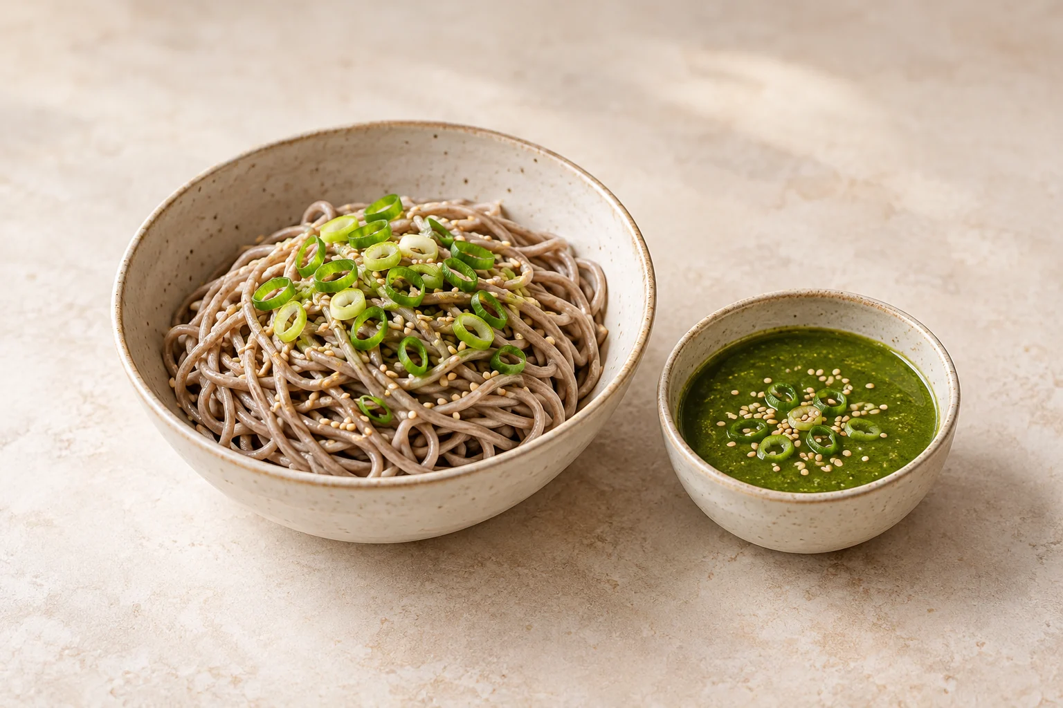 Matcha Soba Noodles with Sesame Dipping Sauce