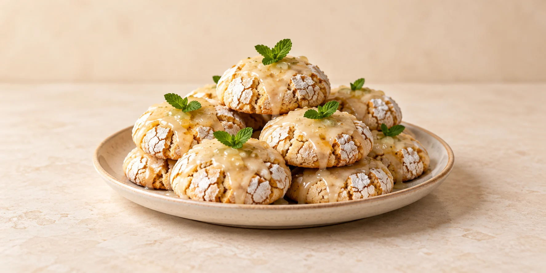 Ghoriba Almond Cookies with Moroccan Mint Tea Glaze