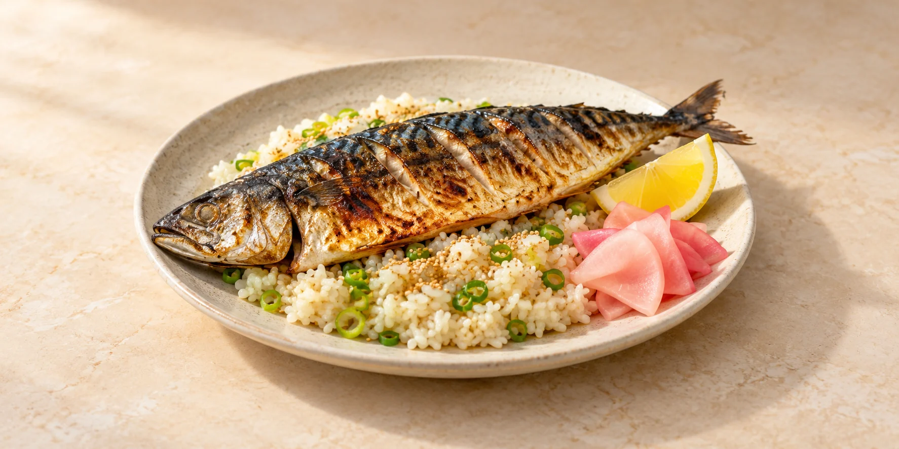 Nokcha-Brined Grilled Mackerel with Scallion Rice
