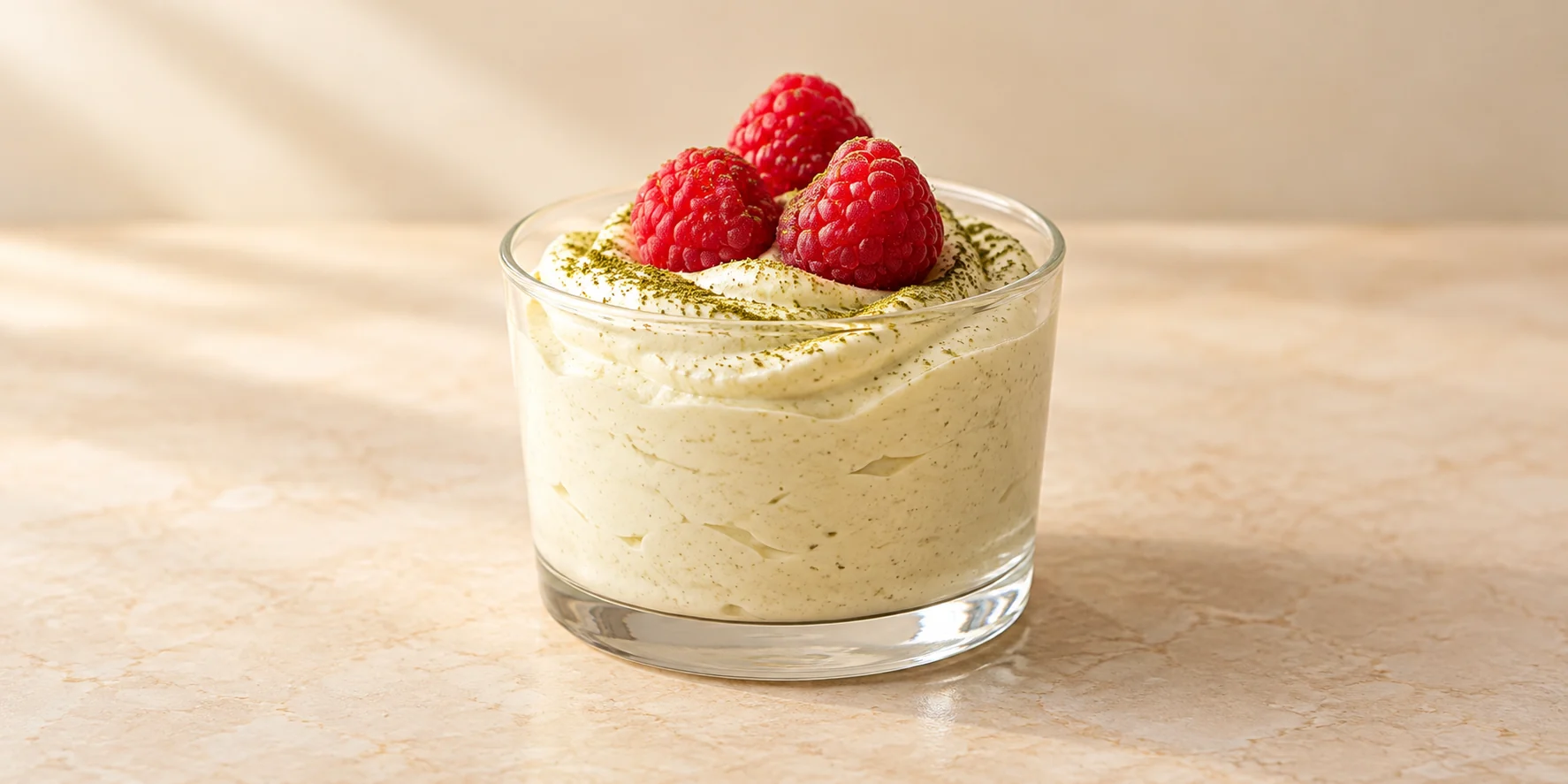 Mousse de chocolate blanco con Sencha