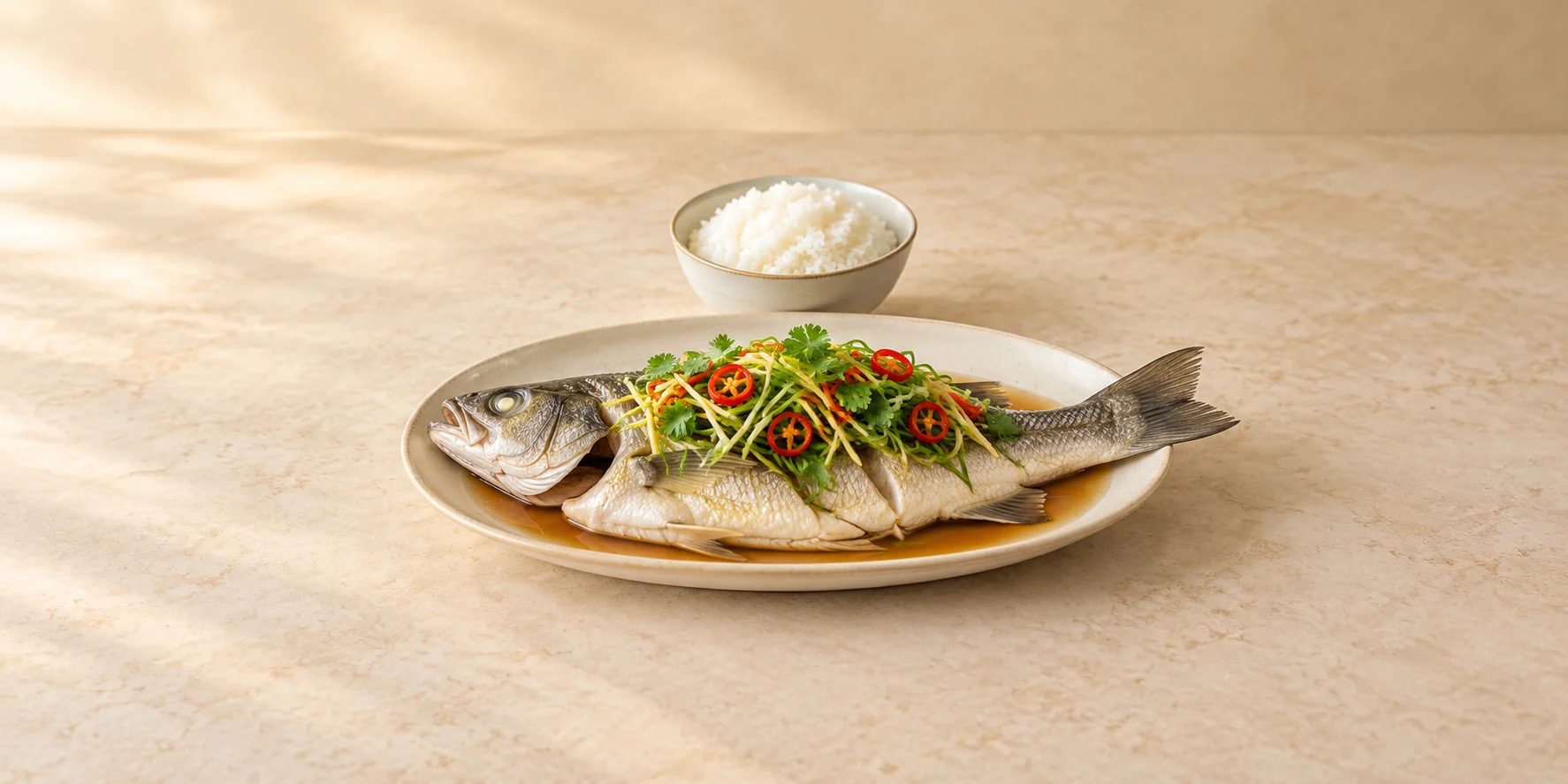 Snow Shan Green Tea-Steamed Fish with Ginger and Scallion