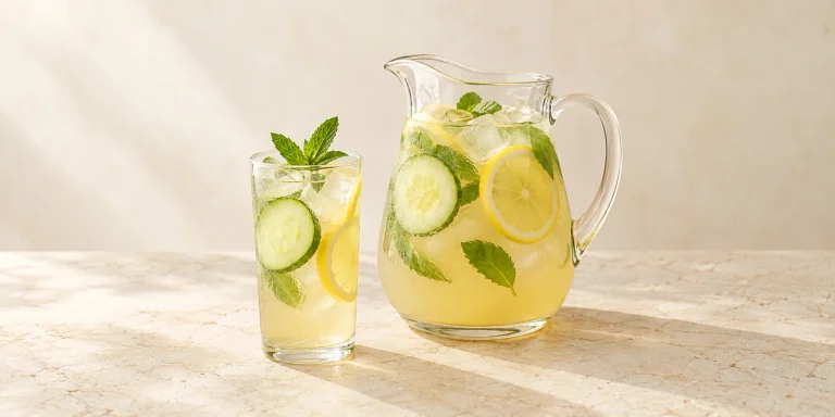 Iced Cucumber Lemonade with Dandelion and Lemongrass