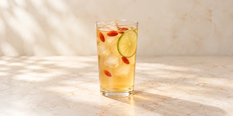 Iced Chrysanthemum Goji Cooler with Honey and Lime