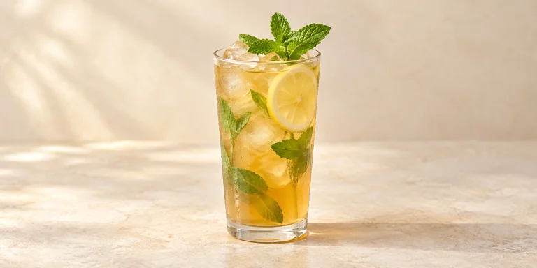 Limonada helada de té de jengibre con menta