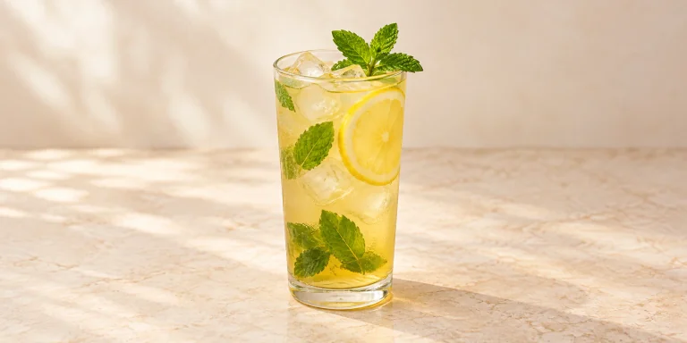 Limonada helada de melisa y menta