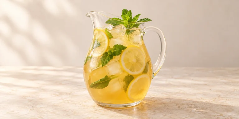 Limonada helada con té de menta