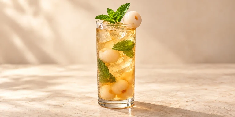 Cold brew de Dong Ding con lichi y menta