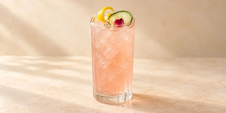 Rose Gin Fizz with Cucumber