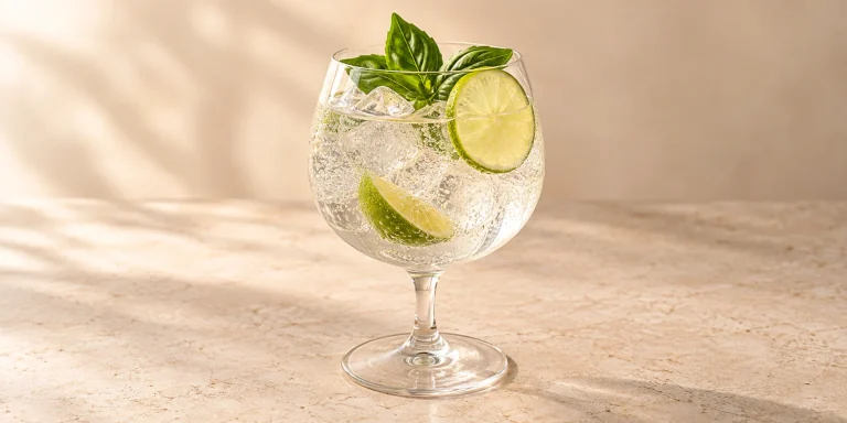 Tulsi Gin and Tonic with Lime and Basil