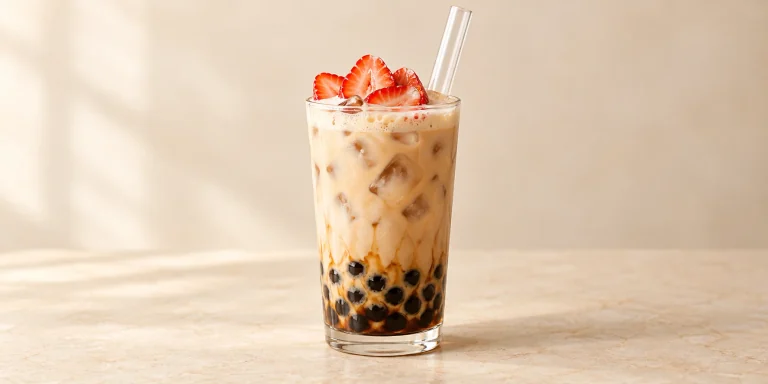 Strawberry Green Tea Bubble Tea (Boba)