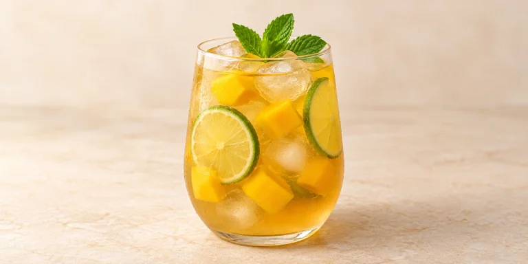 Iced Mango Green Tea with Coconut and Lime