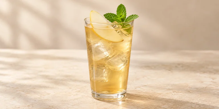 Iced Mao Jian Green Tea with Pear and Mint