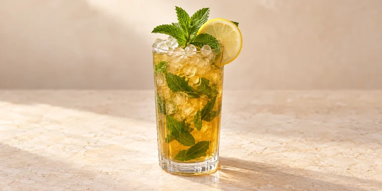 Iced Moroccan Mint Tea over Crushed Ice