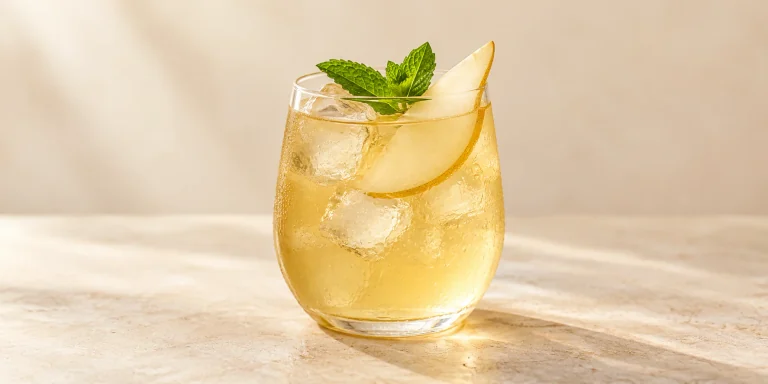 Iced Zhu Ye Qing with Pear and Mint