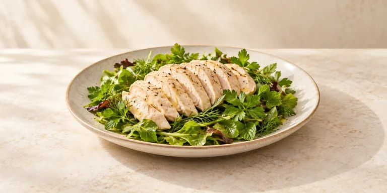 White Tea Poached Chicken with Herb Salad