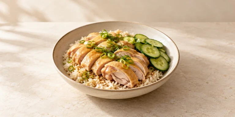 Gong Mei Tea-Poached Chicken with Scallion Rice