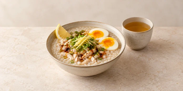 Chicken-Ginger Congee with Lemon and Scallions