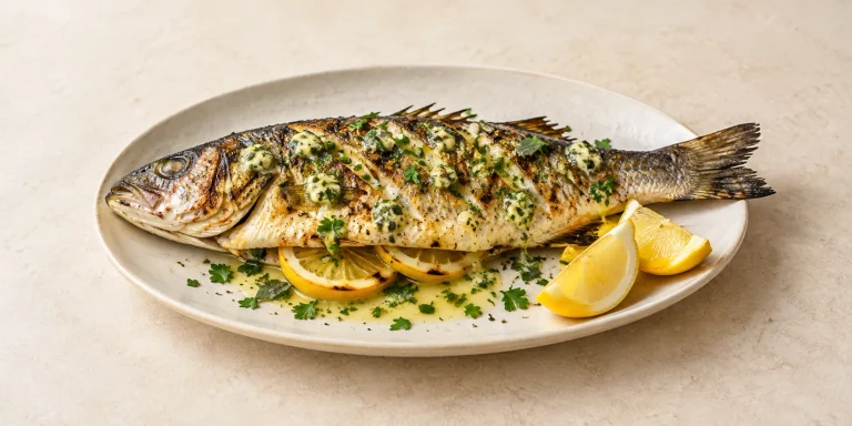 Grilled Sea Bass with Cedrón Butter and Lemon