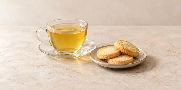 Lemon verbena tea with plain butter shortbread cookies