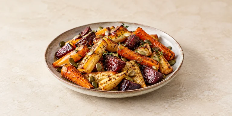Roasted Dandelion-Glazed Root Vegetables