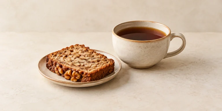 Roasted dandelion root tea with walnut cake